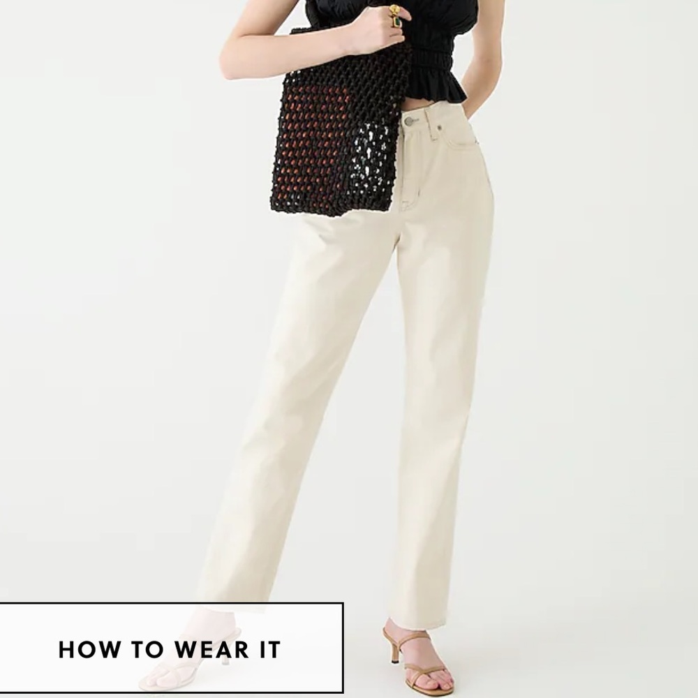 Tall high-rise full-length '90s classic-straight jean in ecru